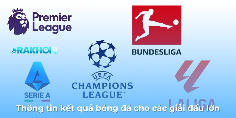 Thông tin kết quả bóng đá cho các giải đấu lớn